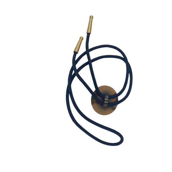 NRA National Rifle Association Brass Medallion Bolo Tie Blue Cord & Gold Tips - Picture 8 of 8